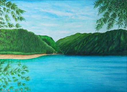 仙桃在墙绘中,如何绘画绿水青山?